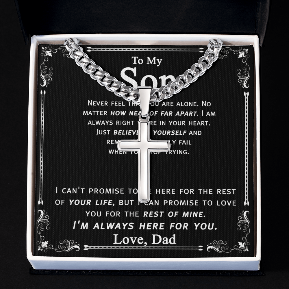 Father Son Gifts Cross Necklace Gift For My Son, Jewelry Gift for Son From Dad, Father to Son Necklace Dad and Son Gift Cross Pendant Gift For Son From Dad, Father Son Jewelry Gift for Men Boys