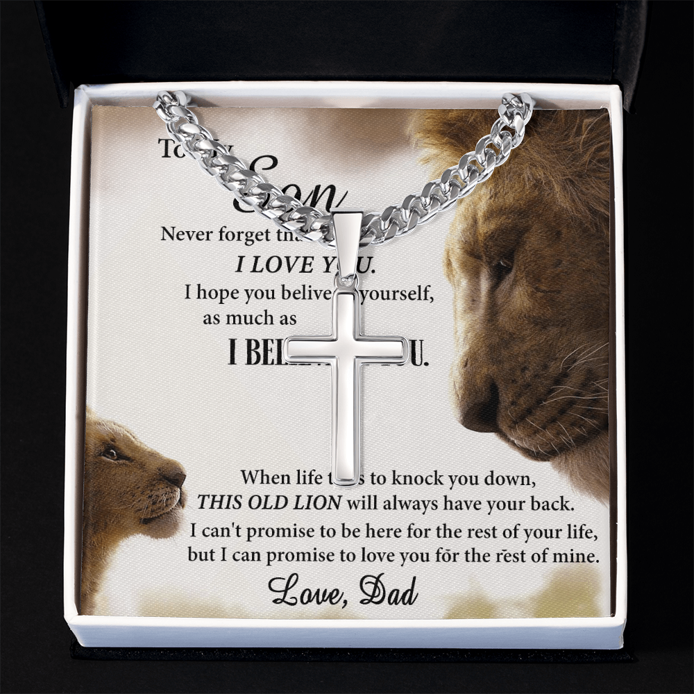 Son Lion Gifts Necklace from Dad, To My Son Cross Necklace Gift from Dad, My Son Necklace from Dad, Father And To My Son Cross Necklace from Dad, Graduation Gift for Son from Dad, Lion Dad and Son