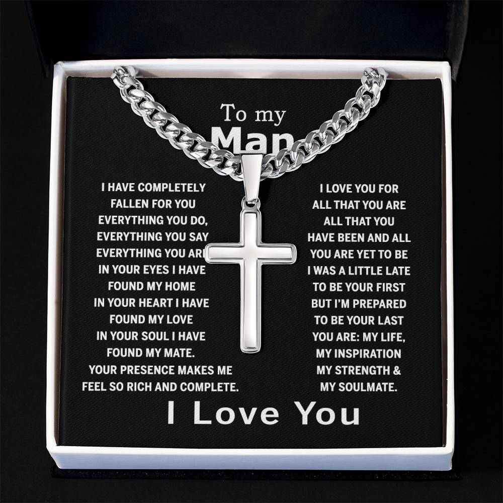 Cross Necklace Gift For Man, To My Man Cross Necklace From Women, Soulmate And Man Gift Necklace, Man And Soulmate Cross Necklace, Jewelry Gift For Men, Mans, Boyfriend Gift Necklace Gift For Him