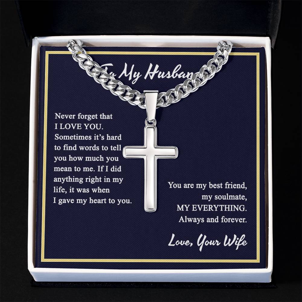 Cross Necklace Gift For Husband, To My Husband Necklace From Wife, Soulmate, Husband Gift Necklace For Him, Jewelry Gift For Men, Mans Gift Necklace Pendant Husband And Wife Gift Pendant From Her