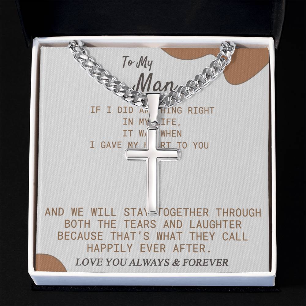 To My Man Cross Necklace From Soulmate, Wife To Husband Cross Necklace, Christmas Necklace Gift For Boyfriend, Jewelry Gift For Mens, Gift Necklace For Man Pendant Cross Necklace Gift For Him