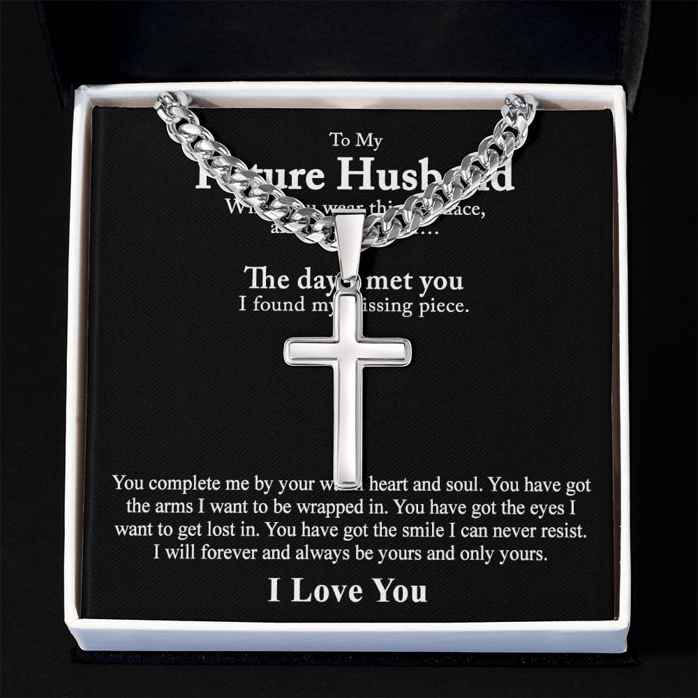 To My Future Husband Cross Necklace From Wife, Husband To Be From Wife Cross Pendant, Jewelry Gift For Men, Mans Gift Necklace, Future Husband And Future Wife Artisan Cross Necklace Gift For Him