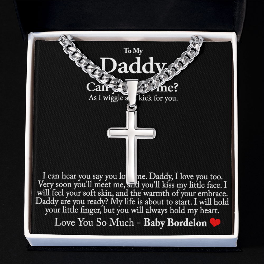 Daddy Cross Pendant, To My Dad Cross Necklace From Daughter, Jewelry Gift For Men, Father And Daughter Cross Necklace I Love You Daddy Necklace Gift For Dad, Father's Day Cross Necklace For Dad