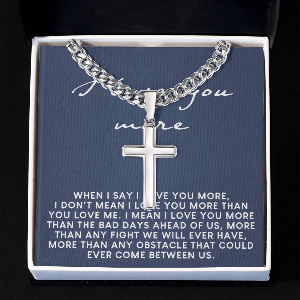 Romantic Gifts For Him, To My Man Necklace From Girl Woman, Soulmate Jewelry For Men Stainless Artisan Crafted Cross Necklace with Message Card Luxury Box, Jewelry Gift For Men, Mans Gift Necklace