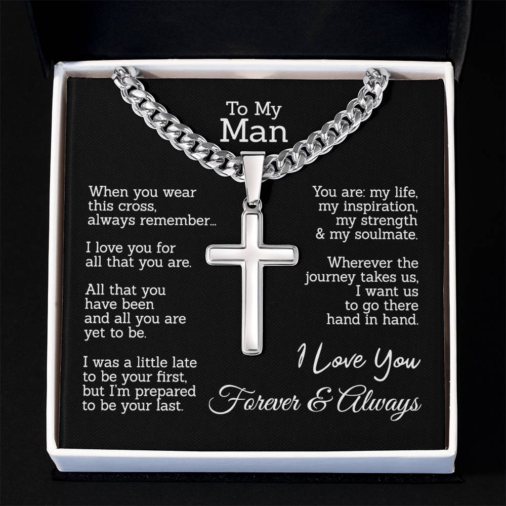 To My Man Cross Necklace From Woman, Soulmate This Cross Always Remember Necklace, Jewelry Gift For Men, Mans Gift Necklace, Man And Soulmate Cross Necklace Gift For Him, Love You And Always Necklace