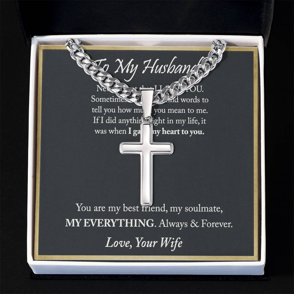 Husband And Wife Cross Necklace, To My Husband Cross Necklace From Wife, Soulmate, Gift Necklace For Husband, Wife To Husband Cross Necklace, Gift Necklace For Husband Jewelry Gift For Men, Mans