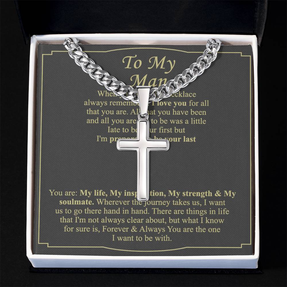 To My Man Cross Necklace From Women, Gift Cross Necklace For Man, Boyfriend, Birthday Gift Cross Necklace From Wife Jewelry For Men, Cross Necklace Gift For Man, Soulmate Gift Necklace For Him