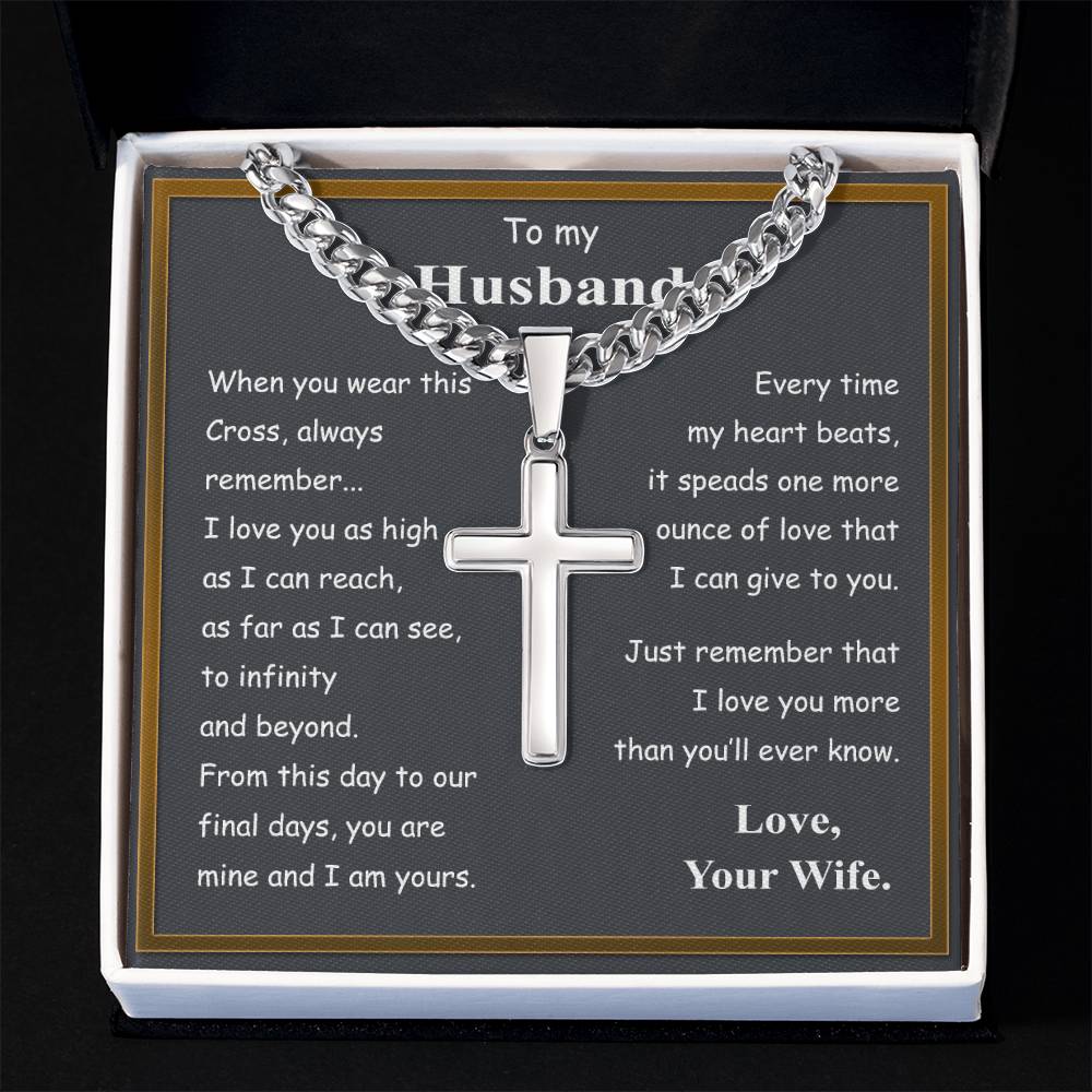 To My Husband Cross Necklace From Wife, Husband And Wife Cross Necklace, Jewelry Gift For Men, Man Gift Necklace, Wife To Husband Cross Necklace Pendant, My Husband Gift Necklace Gift For Him