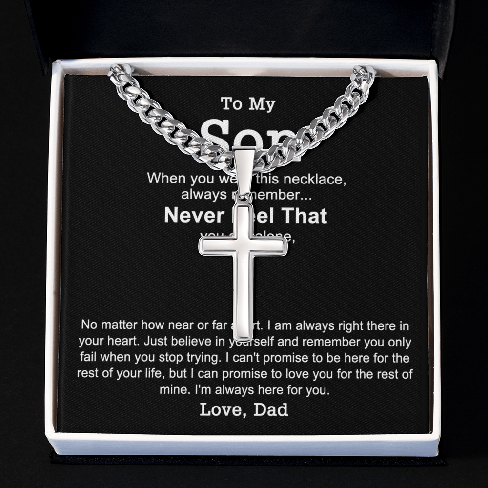 Father to Son Cross Necklace, To My Son Cross Necklace From Father And Son Necklace, Gifts for Son from Dad, Christmas Necklace Gift For Men Holiday Gifts Idea for Son, Necklace for Son from Dad