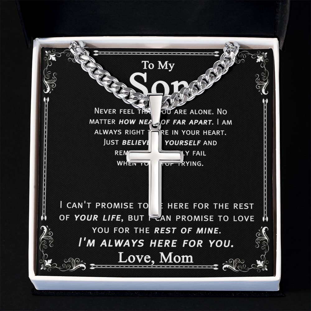 Mother And Son Gift Cross Necklace, To My Son Cross Necklace From Mom, Mother to Son Gift Necklace Mom and Son Gift Cross Necklace For Son From Mom, Mother Son Cross Jewelry for Men Boys
