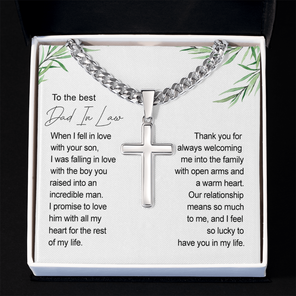 Father In Law Gift Father Of The Groom Wedding Gift For Father In Law From Bride, Jewelry For Men, Man Necklace Pendant, Stainless Cross Necklace Gift For Dad, Cross Necklace Gift On Wedding For Dad
