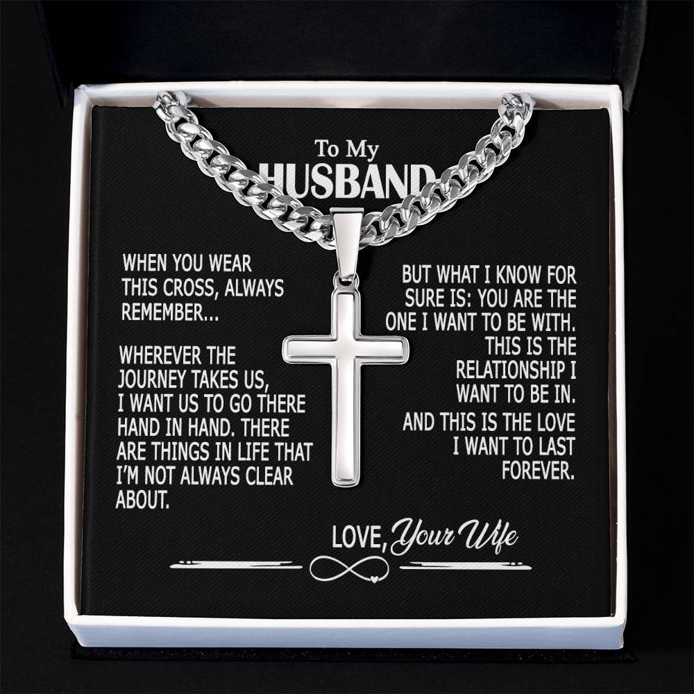 To My Husband Cross Necklace From Wife, Wife And Husband Necklace Pendant, Jewelry Gift For Men, Mans Gift Necklace For Him, Husband Gift Necklace, Wife To Husband Cross Pendant, Husband Gift