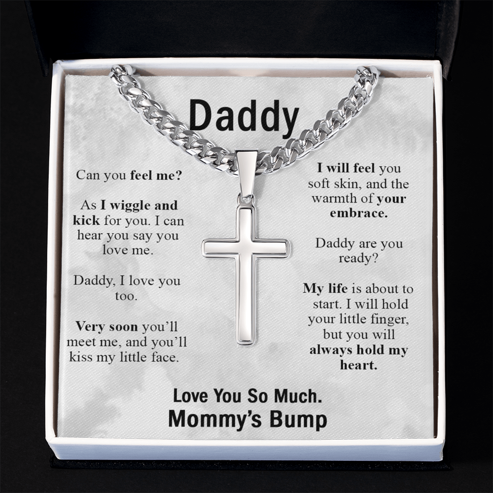 Daddy Gift Necklace, To My Dad Cross Necklace From Daughter, Mommy's Bump Necklace, Father And Daughter Cross Pendant, Jewelry Gift For Men, Mans Gift Necklace To Necklace For Dad From Daughter