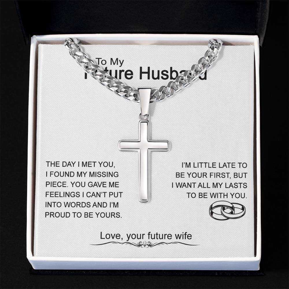To My Future Husband Cross Necklace From Wife, Soulmate Jewelry Gift For Men, Mans Gift Necklace, Husband And Wife Cross Necklace Pendant, Future Husband Gift Necklace, Cross Necklace Gift For Him