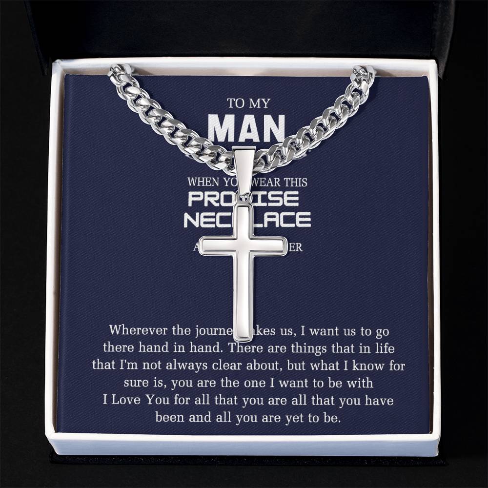 To My Man Cross Necklace From Girl, Woman, Sentimental Gifts Necklace for Man, Boyfriend Birthday Unique, Stainless Cross Necklace Gift For Man, Jewelry Gift For Men, Man Gift Necklace For Him