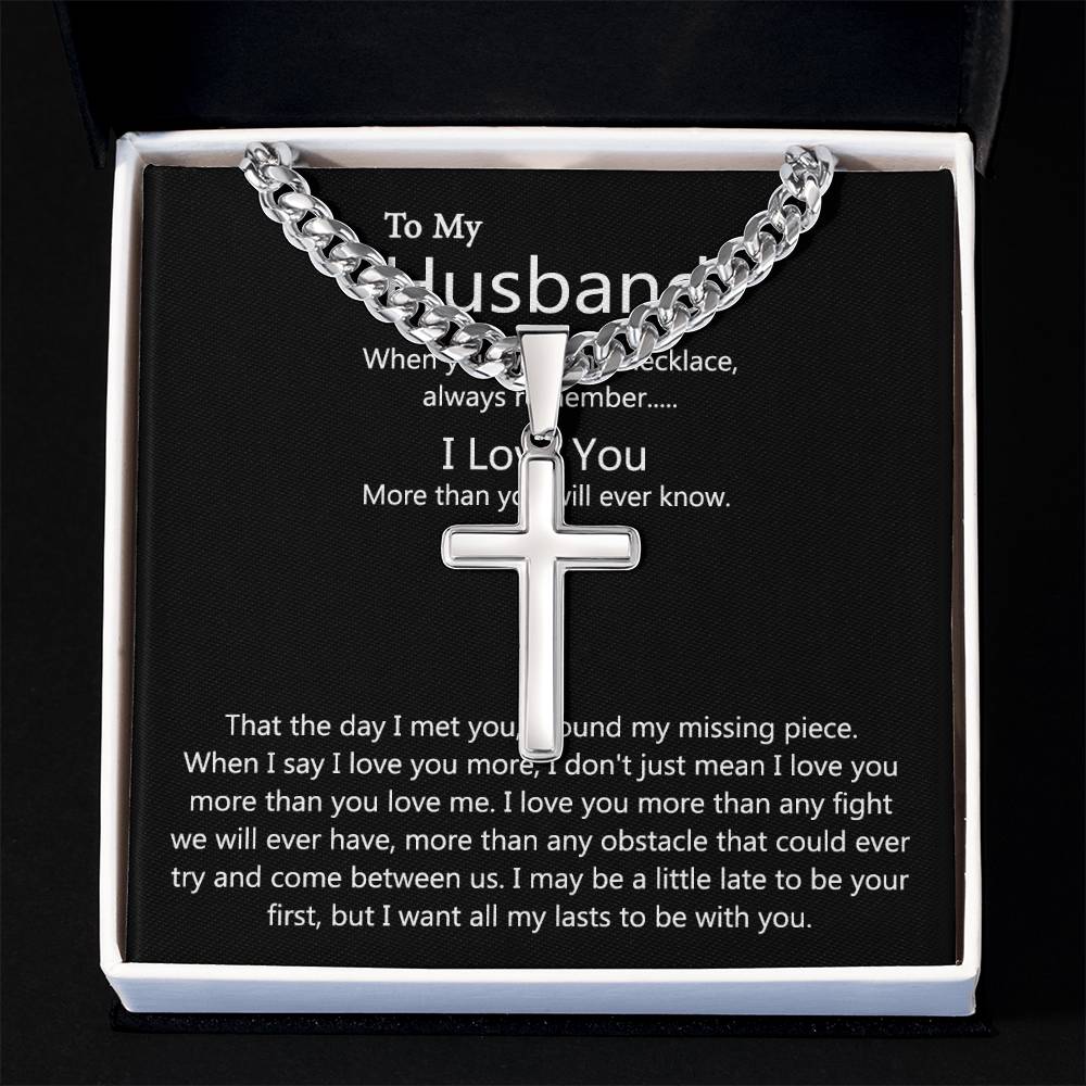 Husband And Wife Cross Necklace, To My Husband Cross Necklace From Wife, Cross Necklace Gift For Husband, Wife To Husband Cross Necklace For Husband Jewelry Gift For Men, Man Gift Necklace For Him