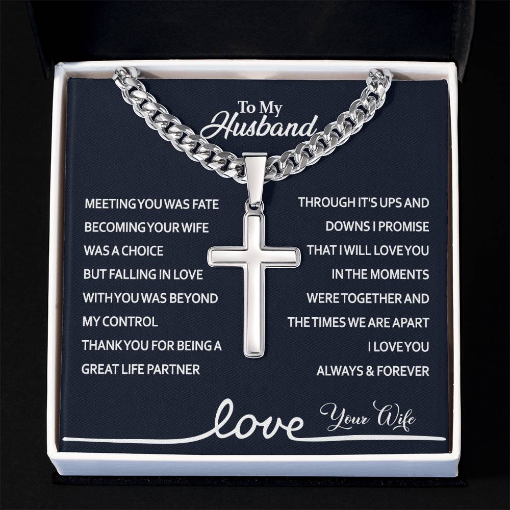 Husband And Wife Necklace Pendant, To My Husband Cross Necklace From Wife, Husband Gift Necklace From Wife, Jewelry Gift For Mens, Man Gift Necklace For Him, Wife To Husband Necklace Pendants