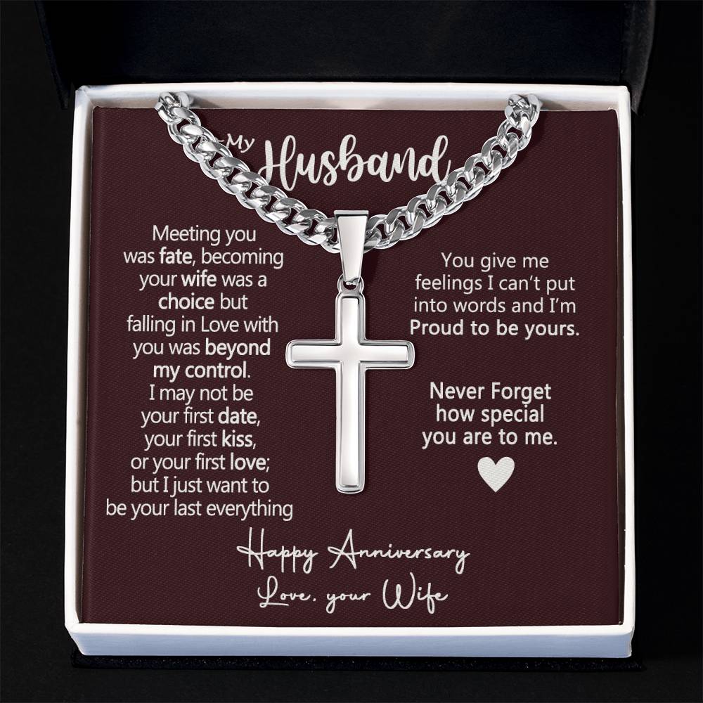 To My Husband Cross Necklace from Wife, Soulmate And Man Cross Necklace, Husband And Wife Necklace Gift, Jewelry Gift For Men, Mans Gift Necklace Gift, Necklace Gift For Husband, Happy Necklace