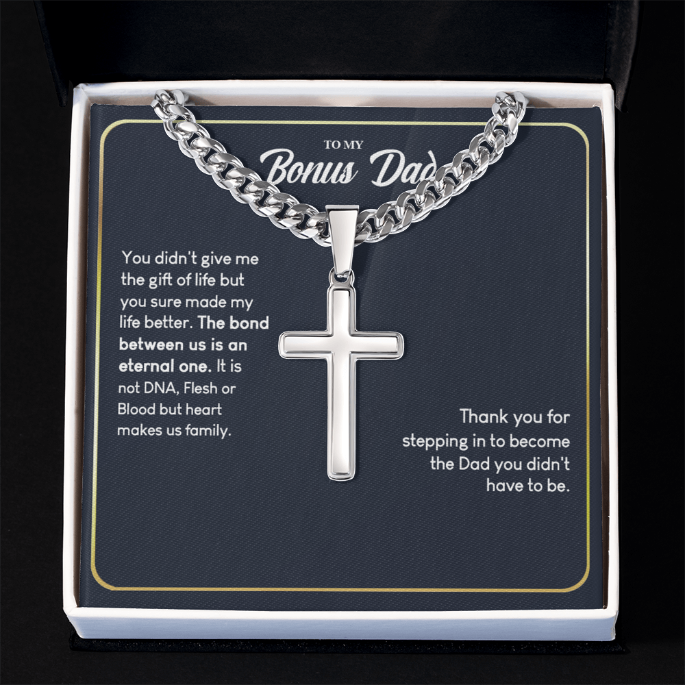Bonus Dad Gift Necklace, Thank You For Dad Necklace, To My Bonus Dad Necklace From Daughter, Not DNA Necklace Gift For Dad From Bonus Daughter, Bonus Dad And Bonus Daughter Necklace Gift For Him