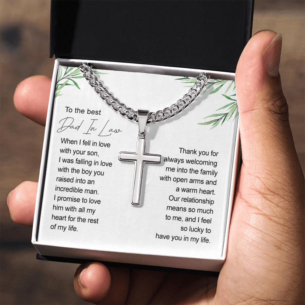 Father In Law Gift Father Of The Groom Wedding Gift For Father In Law From Bride, Jewelry For Men, Man Necklace Pendant, Stainless Cross Necklace Gift For Dad, Cross Necklace Gift On Wedding For Dad