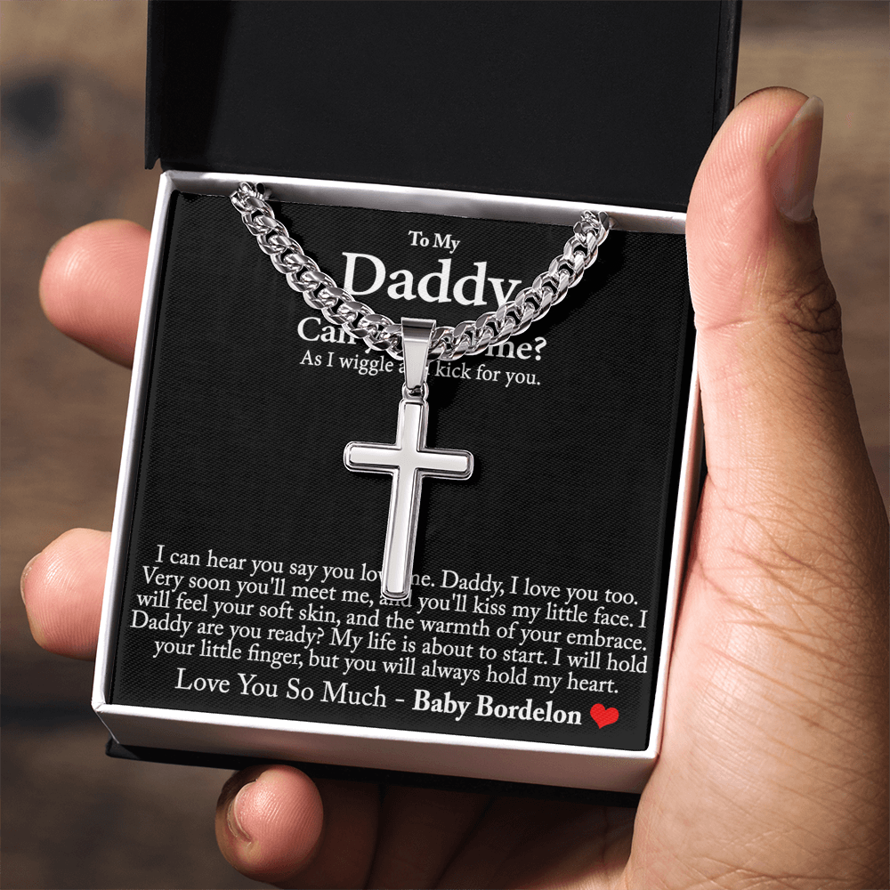 Daddy Cross Pendant, To My Dad Cross Necklace From Daughter, Jewelry Gift For Men, Father And Daughter Cross Necklace I Love You Daddy Necklace Gift For Dad, Father's Day Cross Necklace For Dad