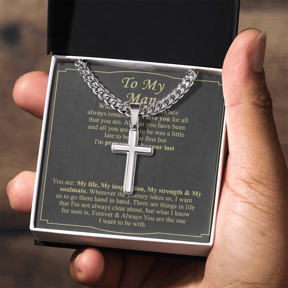 To My Man Cross Necklace From Women, Gift Cross Necklace For Man, Boyfriend, Birthday Gift Cross Necklace From Wife Jewelry For Men, Cross Necklace Gift For Man, Soulmate Gift Necklace For Him