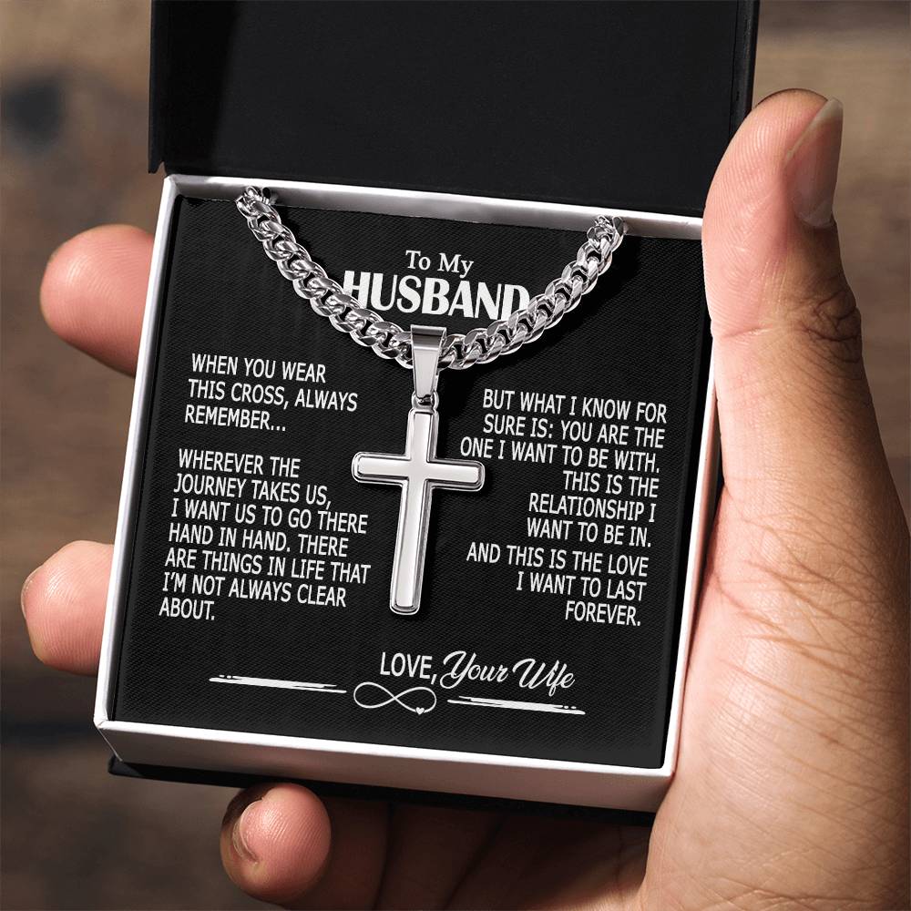 To My Husband Cross Necklace From Wife, Wife And Husband Necklace Pendant, Jewelry Gift For Men, Mans Gift Necklace For Him, Husband Gift Necklace, Wife To Husband Cross Pendant, Husband Gift
