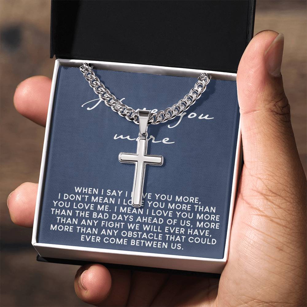 Romantic Gifts For Him, To My Man Necklace From Girl Woman, Soulmate Jewelry For Men Stainless Artisan Crafted Cross Necklace with Message Card Luxury Box, Jewelry Gift For Men, Mans Gift Necklace