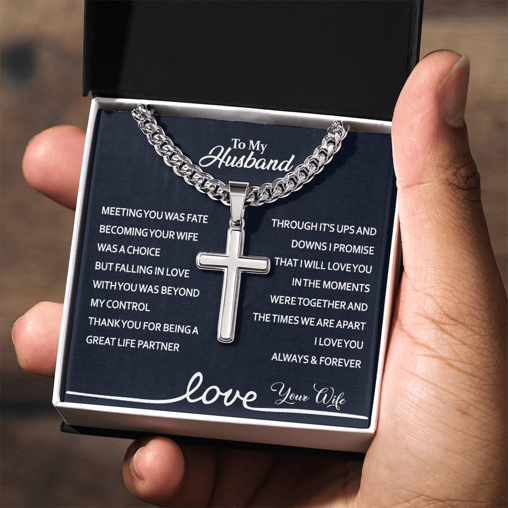 Husband And Wife Necklace Pendant, To My Husband Cross Necklace From Wife, Husband Gift Necklace From Wife, Jewelry Gift For Mens, Man Gift Necklace For Him, Wife To Husband Necklace Pendants