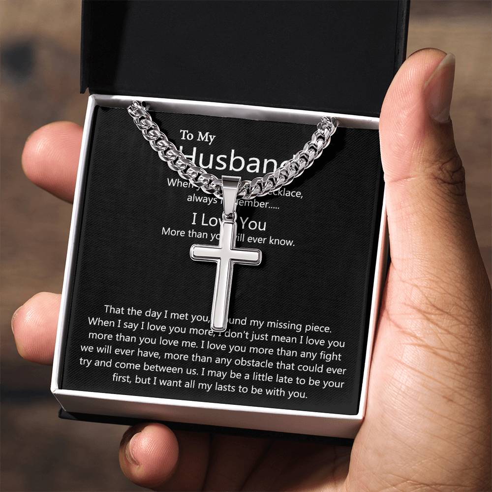 Husband And Wife Cross Necklace, To My Husband Cross Necklace From Wife, Cross Necklace Gift For Husband, Wife To Husband Cross Necklace For Husband Jewelry Gift For Men, Man Gift Necklace For Him