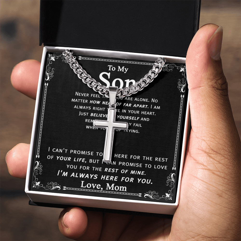 Mother And Son Gift Cross Necklace, To My Son Cross Necklace From Mom, Mother to Son Gift Necklace Mom and Son Gift Cross Necklace For Son From Mom, Mother Son Cross Jewelry for Men Boys