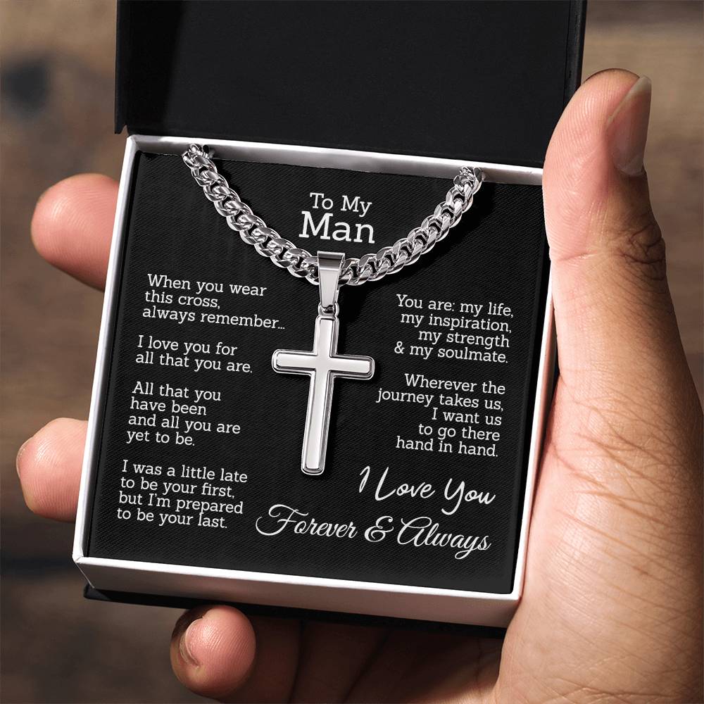 To My Man Cross Necklace From Woman, Soulmate This Cross Always Remember Necklace, Jewelry Gift For Men, Mans Gift Necklace, Man And Soulmate Cross Necklace Gift For Him, Love You And Always Necklace
