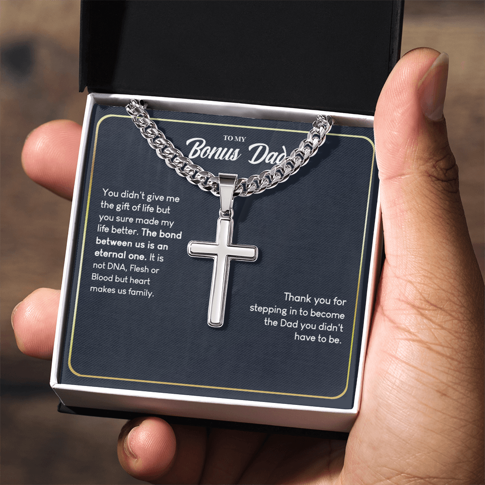 Bonus Dad Gift Necklace, Thank You For Dad Necklace, To My Bonus Dad Necklace From Daughter, Not DNA Necklace Gift For Dad From Bonus Daughter, Bonus Dad And Bonus Daughter Necklace Gift For Him