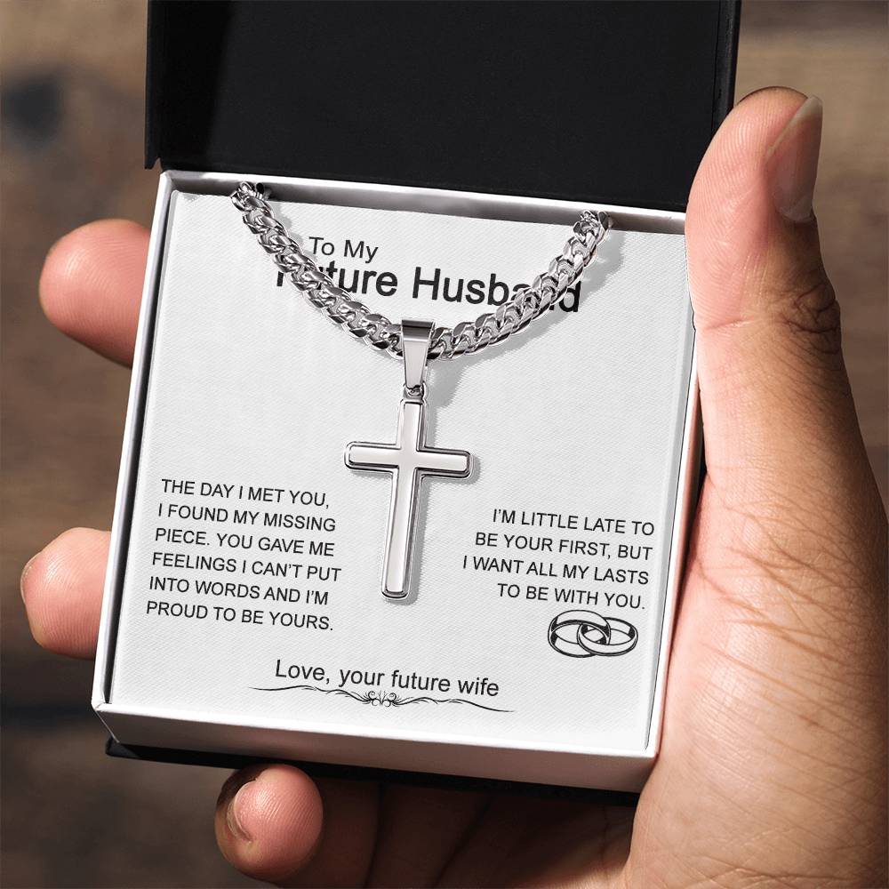 To My Future Husband Cross Necklace From Wife, Soulmate Jewelry Gift For Men, Mans Gift Necklace, Husband And Wife Cross Necklace Pendant, Future Husband Gift Necklace, Cross Necklace Gift For Him