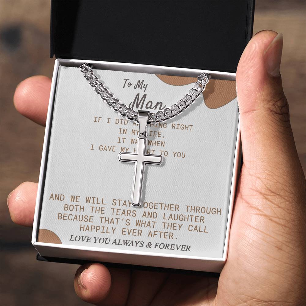 To My Man Cross Necklace From Soulmate, Wife To Husband Cross Necklace, Christmas Necklace Gift For Boyfriend, Jewelry Gift For Mens, Gift Necklace For Man Pendant Cross Necklace Gift For Him