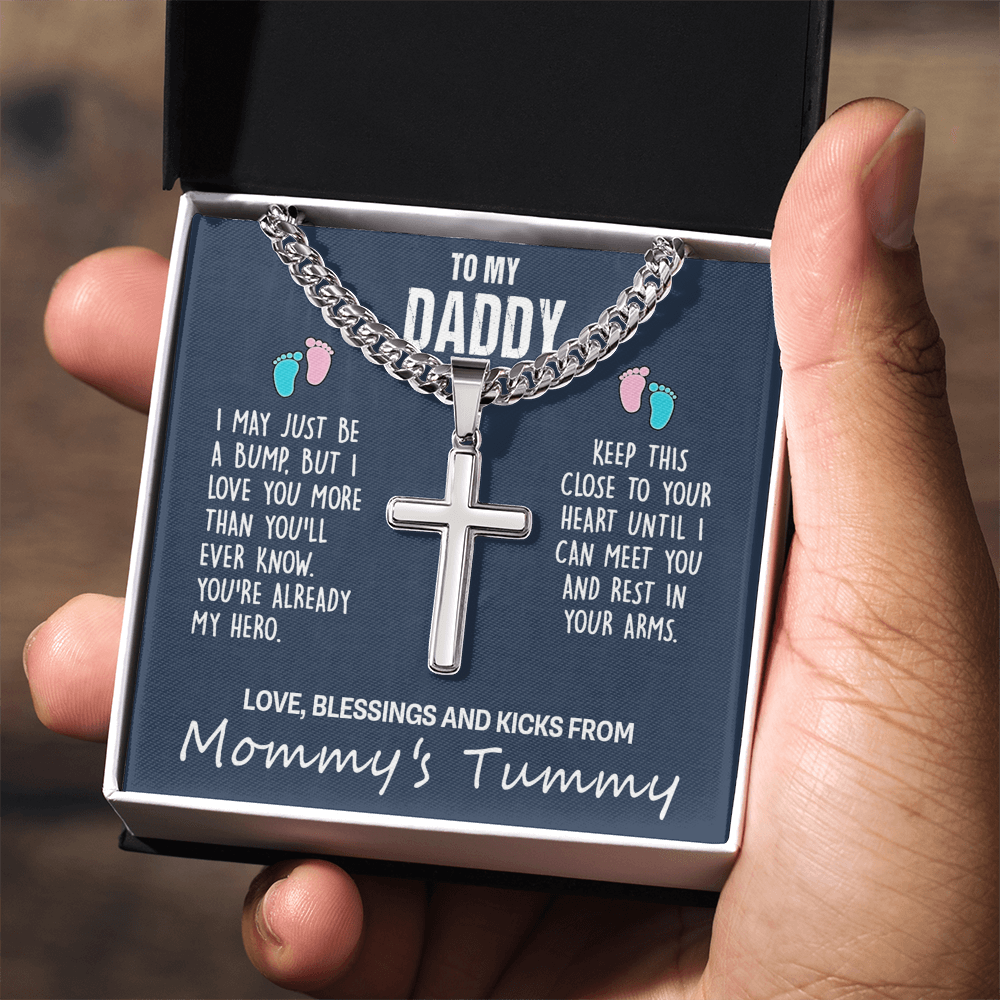 Daddy Gift Necklace, To My Dad Crpss Necklace Gift From Daughter, Father And Daughter Cross Necklace, Jewelry Gift For Men, Dad Gift Necklace Pendant Gift For Him, Daddy Pendant From Daughter