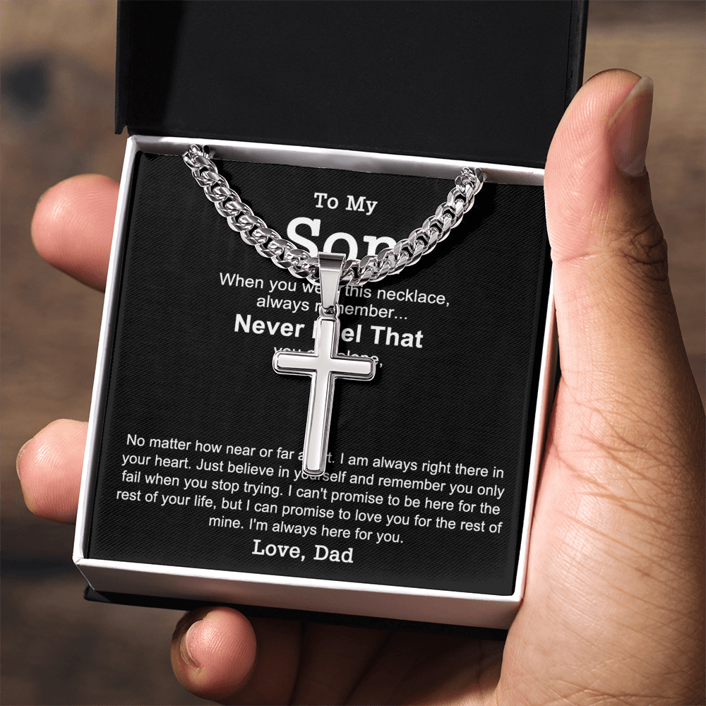 Father to Son Cross Necklace, To My Son Cross Necklace From Father And Son Necklace, Gifts for Son from Dad, Christmas Necklace Gift For Men Holiday Gifts Idea for Son, Necklace for Son from Dad