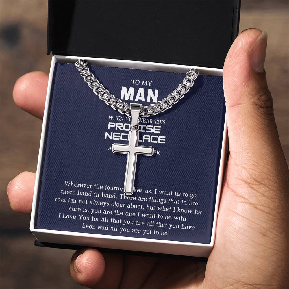 To My Man Cross Necklace From Girl, Woman, Sentimental Gifts Necklace for Man, Boyfriend Birthday Unique, Stainless Cross Necklace Gift For Man, Jewelry Gift For Men, Man Gift Necklace For Him