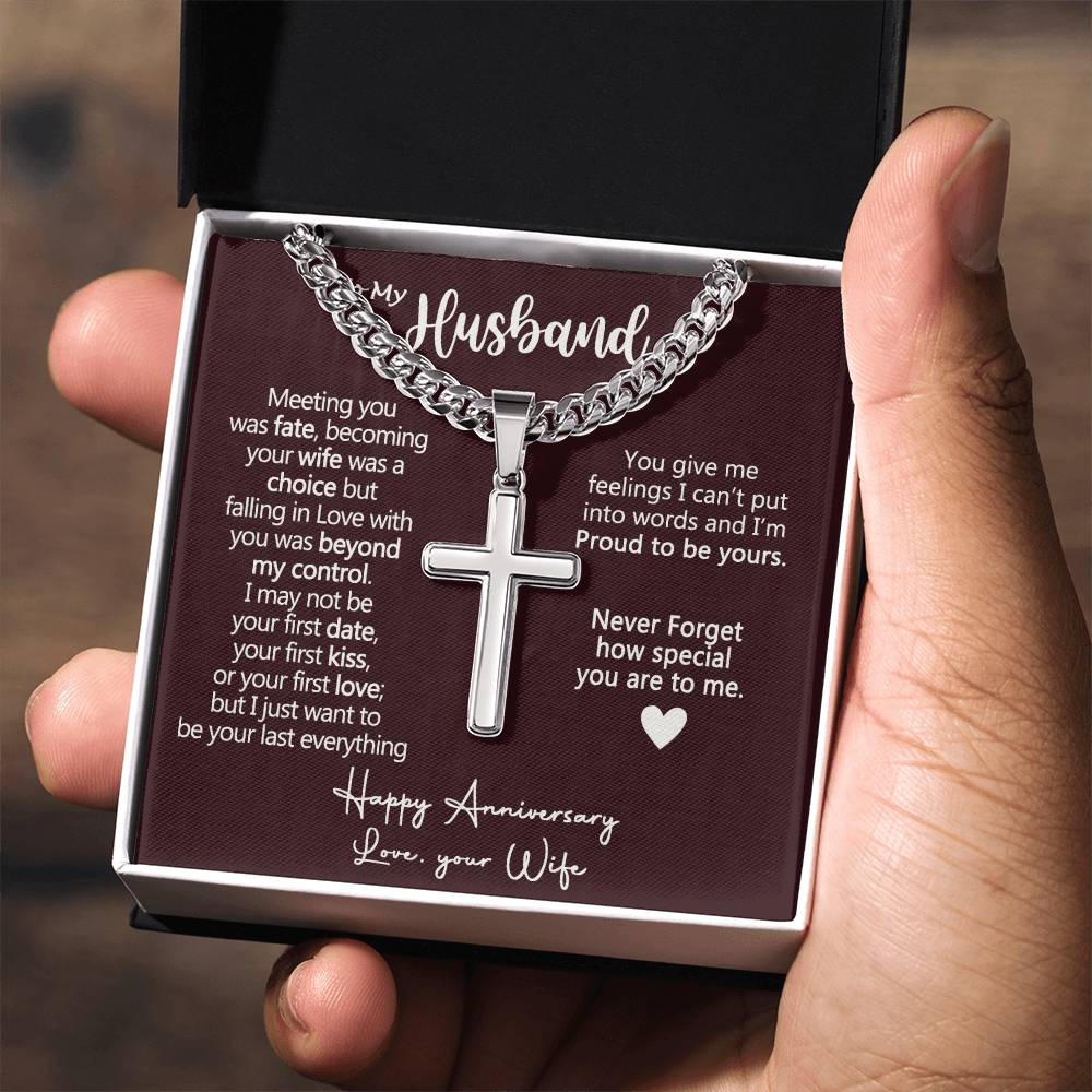 To My Husband Cross Necklace from Wife, Soulmate And Man Cross Necklace, Husband And Wife Necklace Gift, Jewelry Gift For Men, Mans Gift Necklace Gift, Necklace Gift For Husband, Happy Necklace