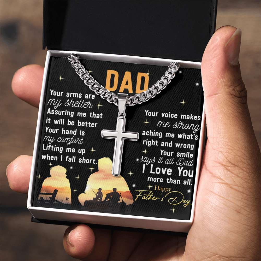 Father's Day Necklace Gift, To My Dad Cross Necklace Gift From Son, Father And Son Cross Necklace Gift For Him, Jewelry Gift For Man, Dad Gift Necklace, Happy Father's Day Necklace, Pendant For Dad