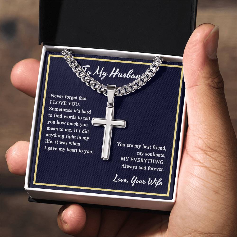 Cross Necklace Gift For Husband, To My Husband Necklace From Wife, Soulmate, Husband Gift Necklace For Him, Jewelry Gift For Men, Mans Gift Necklace Pendant Husband And Wife Gift Pendant From Her