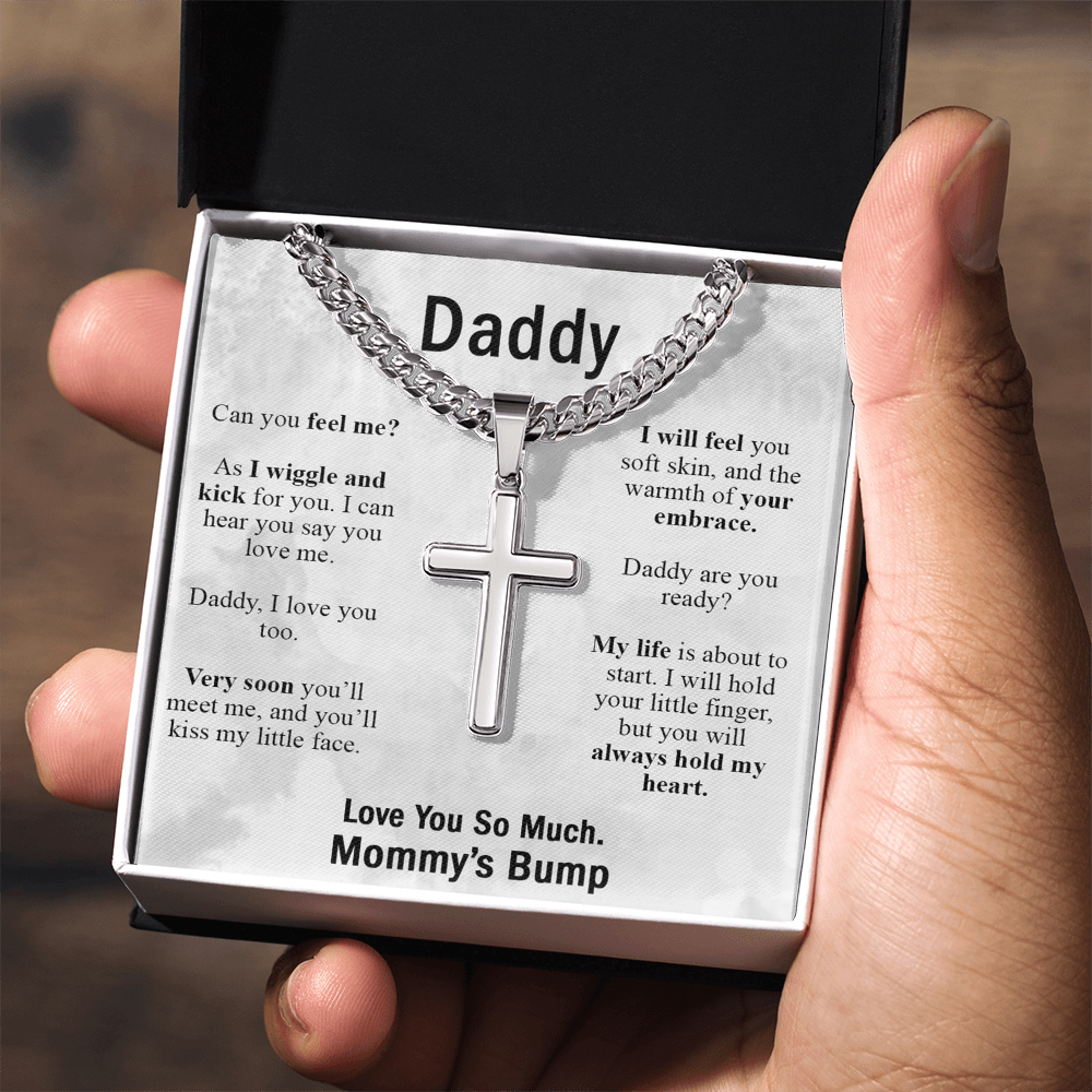 Daddy Gift Necklace, To My Dad Cross Necklace From Daughter, Mommy's Bump Necklace, Father And Daughter Cross Pendant, Jewelry Gift For Men, Mans Gift Necklace To Necklace For Dad From Daughter