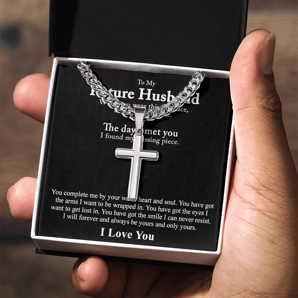 To My Future Husband Cross Necklace From Wife, Husband To Be From Wife Cross Pendant, Jewelry Gift For Men, Mans Gift Necklace, Future Husband And Future Wife Artisan Cross Necklace Gift For Him