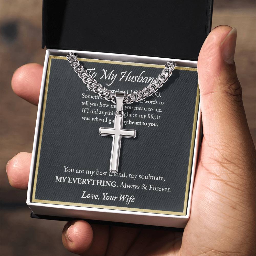 Husband And Wife Cross Necklace, To My Husband Cross Necklace From Wife, Soulmate, Gift Necklace For Husband, Wife To Husband Cross Necklace, Gift Necklace For Husband Jewelry Gift For Men, Mans