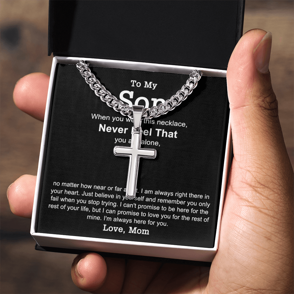 Mother And Son Gift Cross Necklace, To My Son Cross Necklace From Mom, Mother to Son Gift Necklace Mom and Son Gift Personalized Cross Necklace For Son From Mom, Mother Son Cross Jewelry for Boys