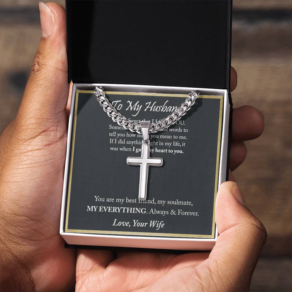 Husband And Wife Cross Necklace, To My Husband Cross Necklace From Wife, Soulmate, Gift Necklace For Husband, Wife To Husband Cross Necklace, Gift Necklace For Husband Jewelry Gift For Men, Mans