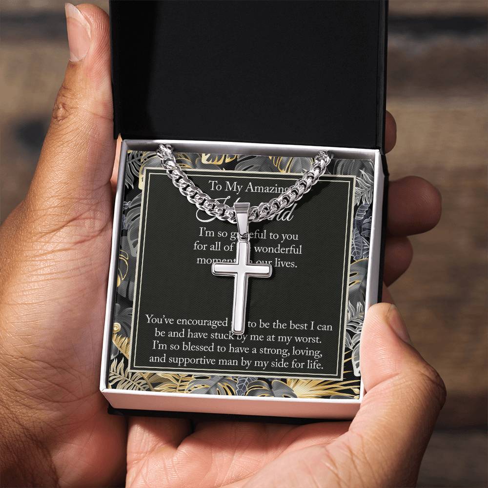 Husband And Wife Gift Necklace, To My Amazing Husband Cross Necklace From Wife Jewelry For Men Stainless Artisan Cross Necklace Gift For Husband, Jewelry Gift For Men, Man Gift Necklace For Him