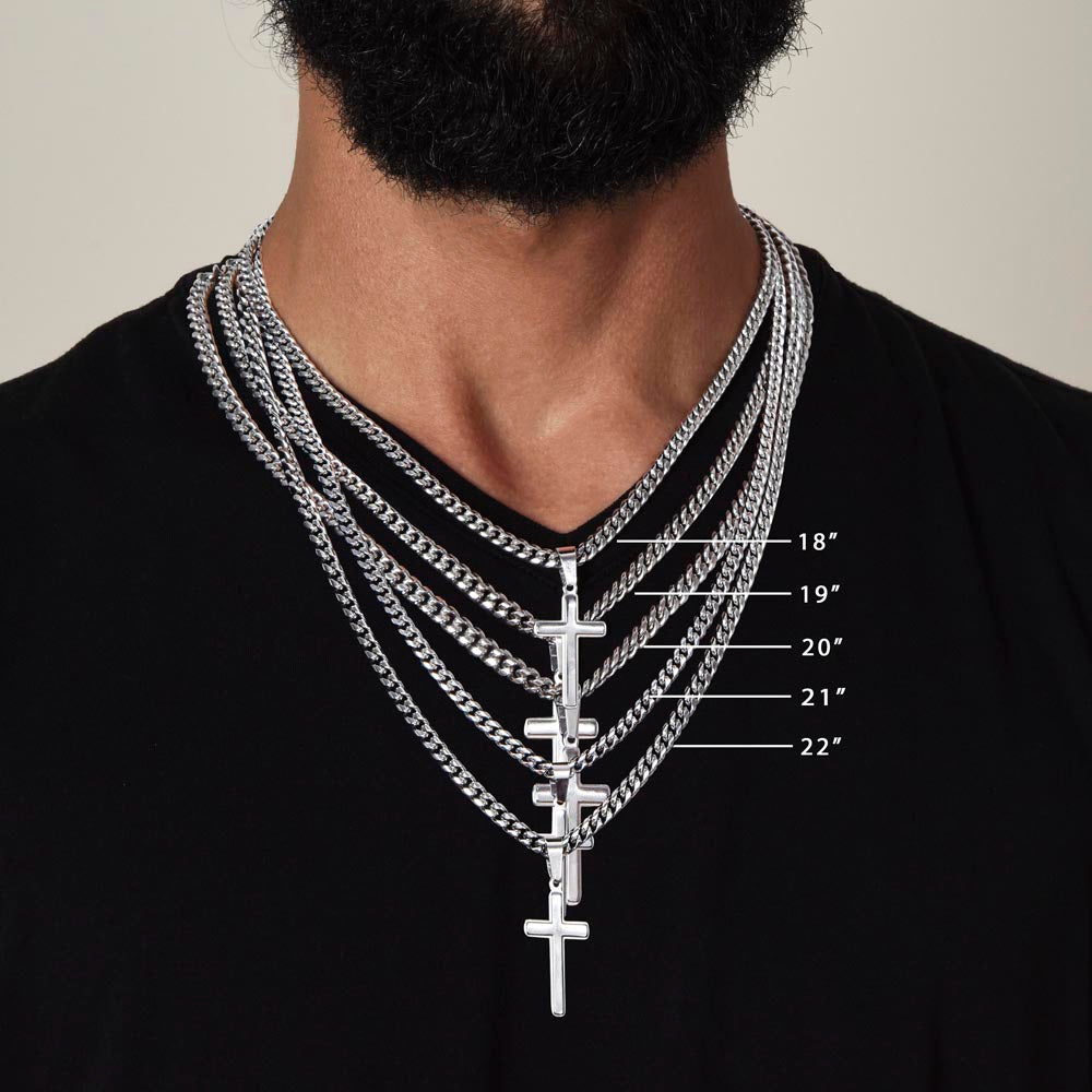 Romantic Gifts For Him, To My Man Necklace From Girl Woman, Soulmate Jewelry For Men Stainless Artisan Crafted Cross Necklace with Message Card Luxury Box, Jewelry Gift For Men, Mans Gift Necklace