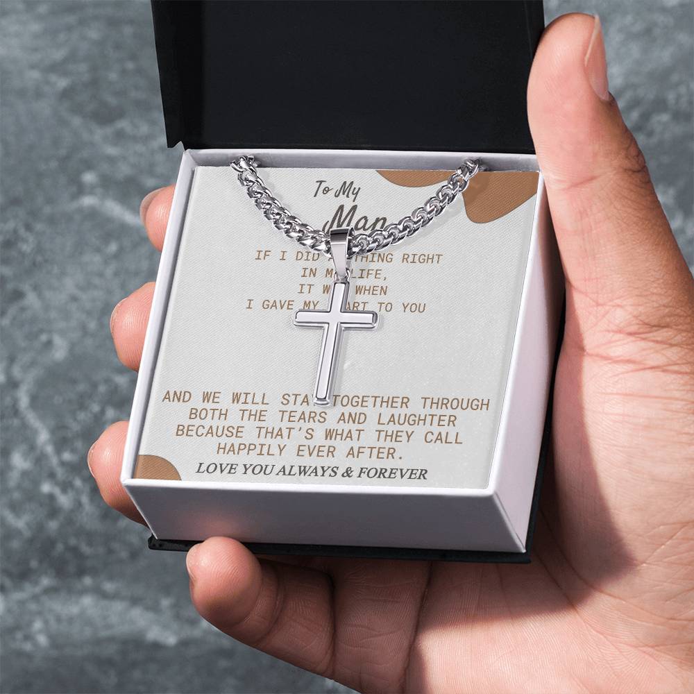 To My Man Cross Necklace From Soulmate, Wife To Husband Cross Necklace, Christmas Necklace Gift For Boyfriend, Jewelry Gift For Mens, Gift Necklace For Man Pendant Cross Necklace Gift For Him