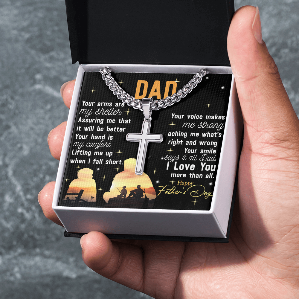 Father's Day Necklace Gift, To My Dad Cross Necklace Gift From Son, Father And Son Cross Necklace Gift For Him, Jewelry Gift For Man, Dad Gift Necklace, Happy Father's Day Necklace, Pendant For Dad